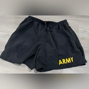 ARMY PT Shorts US Military Mens Medium APFU Black & Gold Physical Fitness Trunks